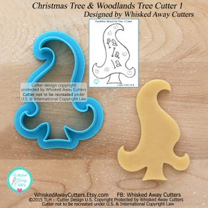 Christmas Tree & Woodlands Tree 1 Cookie Cutter and Fondant Cutter Designed By Whisked Away Cutters Guideline Sketch to Print Below image 1