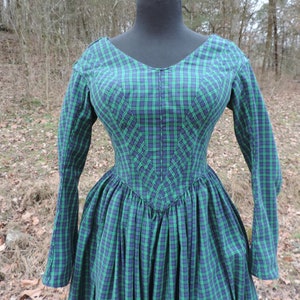 1840s Day Dress || Cotton Blackwatch Plaid