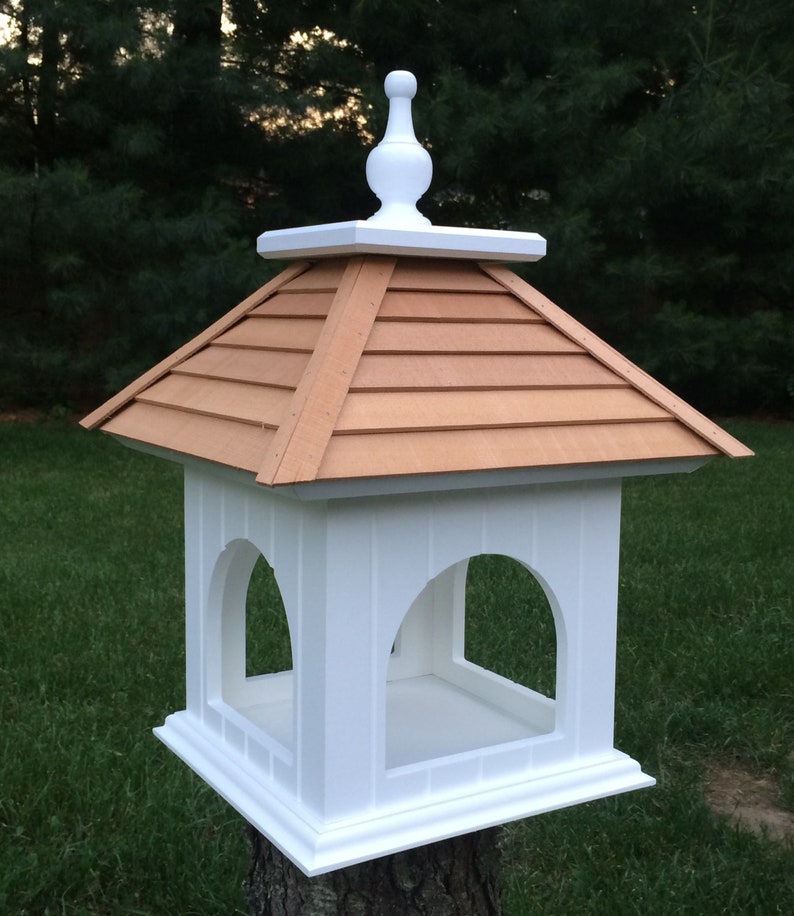 Pvc Fly Through Bird Feeder With Cedar Roof Etsy