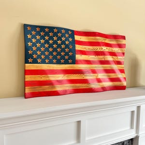 Wavy Wooden American Flag