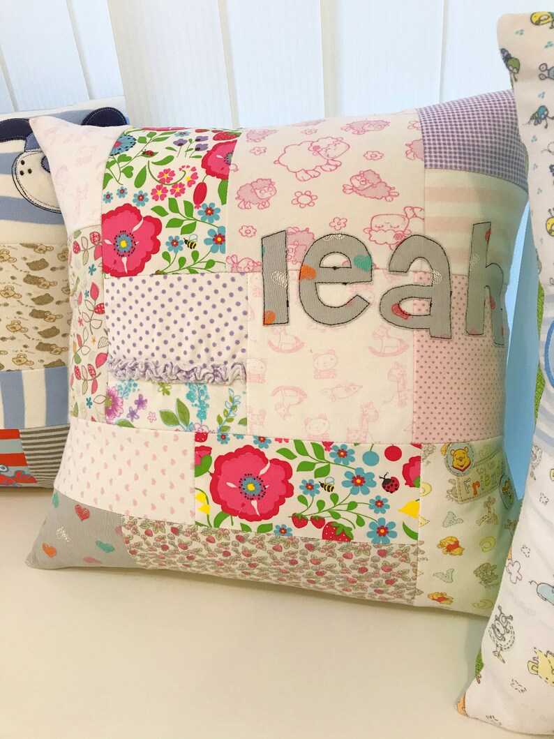 Patchwork Memory Cushion Keepsake Pillow Baby Clothes Etsy
