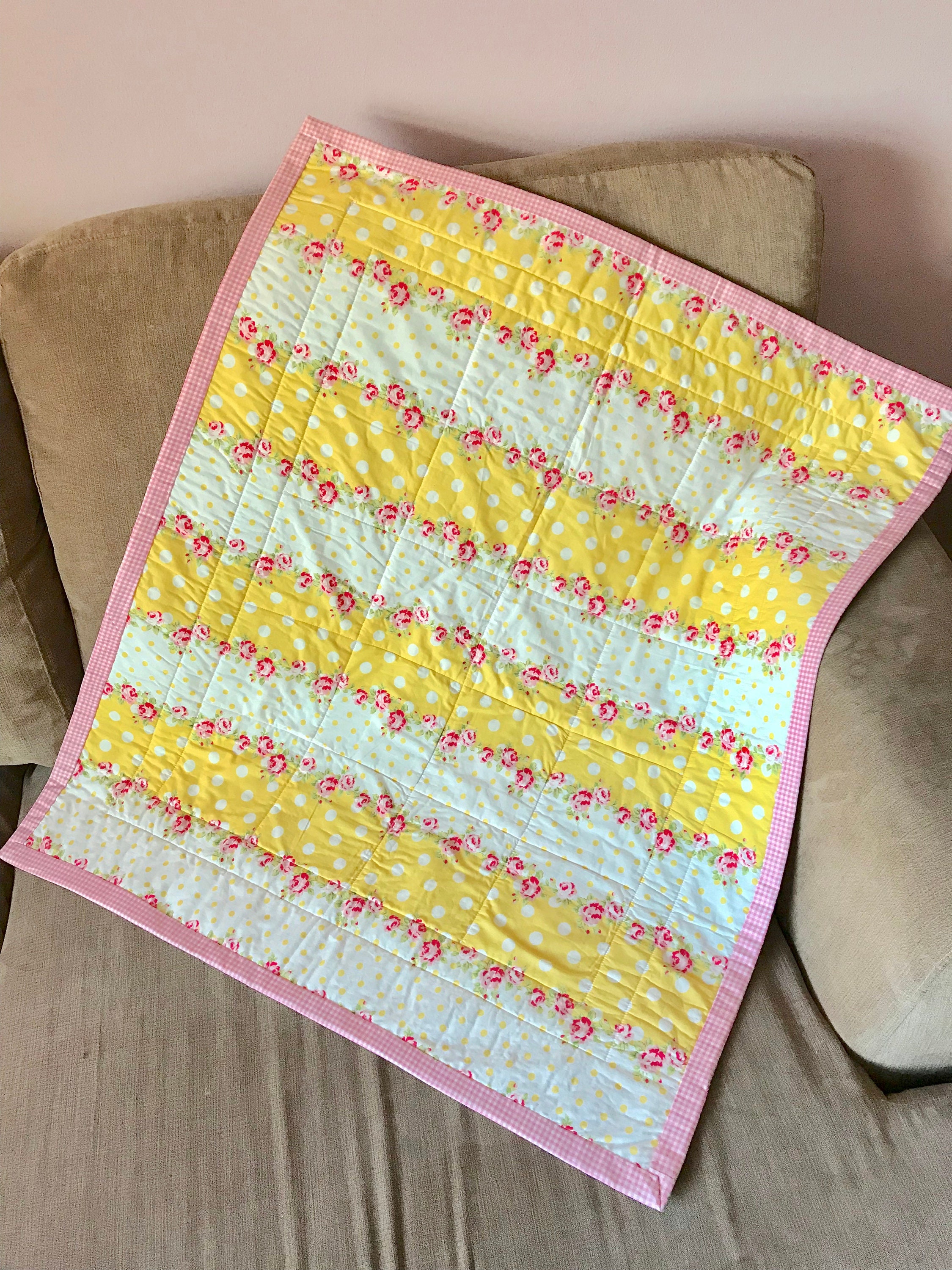Patchwork Quilt Pink and Yellow Decor New Baby Gift Etsy