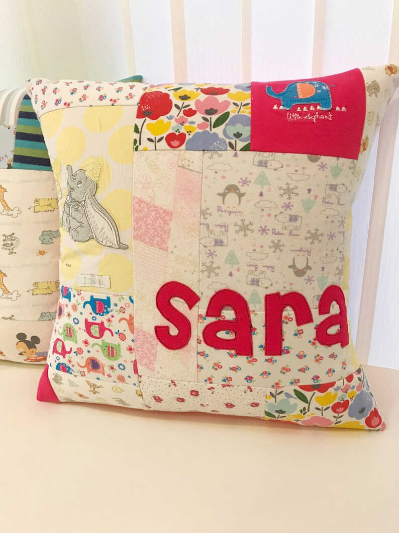 Patchwork Memory Cushion Keepsake Pillow Baby Clothes Etsy