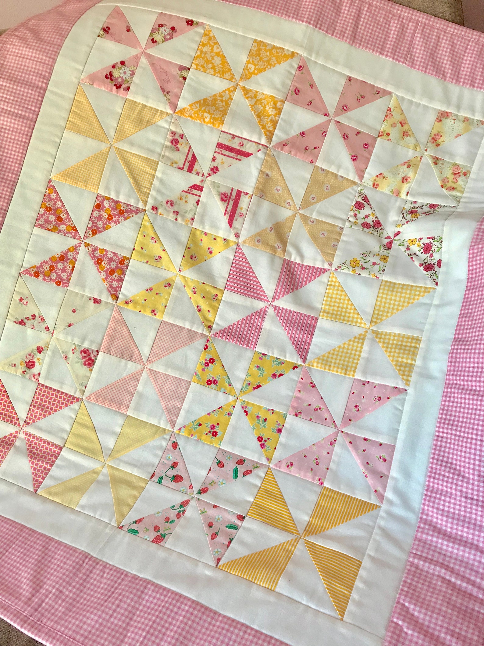 Patchwork Quilt Pink and Yellow Decor New Baby Gift Etsy