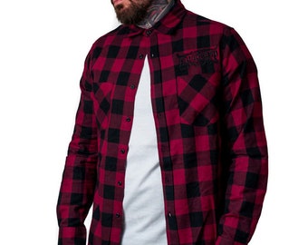 Dragstrip Kustom Checkered Lumber Jack Shirt in Black & Burgundy