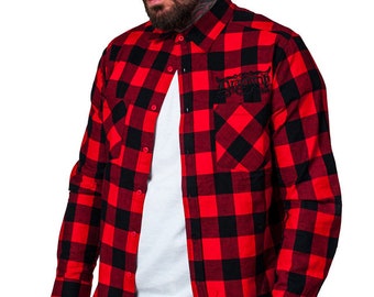 Dragstrip Kustom Checkered Lumber Jack Shirt in Black & Red