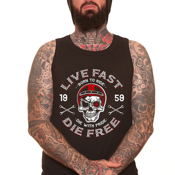 Dragstrip Clothing LIve Fast Die Free Black Wife Beater