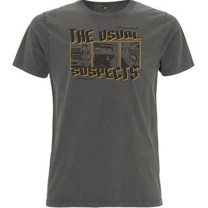 Dragstrip Clothing The Usual Suspects stone washed charcoal t shirt