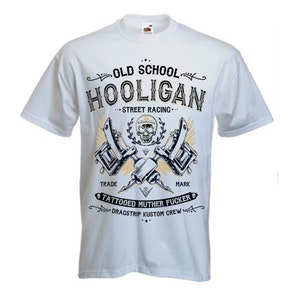 Dragstrip Vêtements Rock N Roll Hooligan Tshirt Blanc