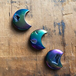 Titanium Aura Geode Moon, Rainbow Moon, Crescent Moon, Crystal Moon, Titanium Aura, Geode, Crystal Healing