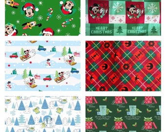 1/2 Yard Disney Fabric / Holiday Fabric / Mickey Mouse Holiday / Star Wars Holiday