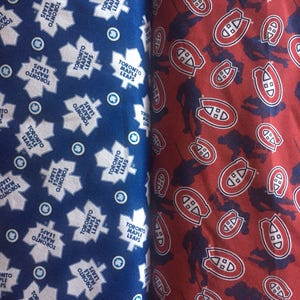 1/2 Yard NHL Fabric Flannel / Toronto Maple Leafs Fabric / Montreal Canadiens Fabric / Fabric By The Yard image 2