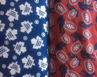 1/2 Yard NHL Fabric Cotton / Toronto Maple Leafs Fabric / Montreal Canadiens Fabric / Fabric By The Yard