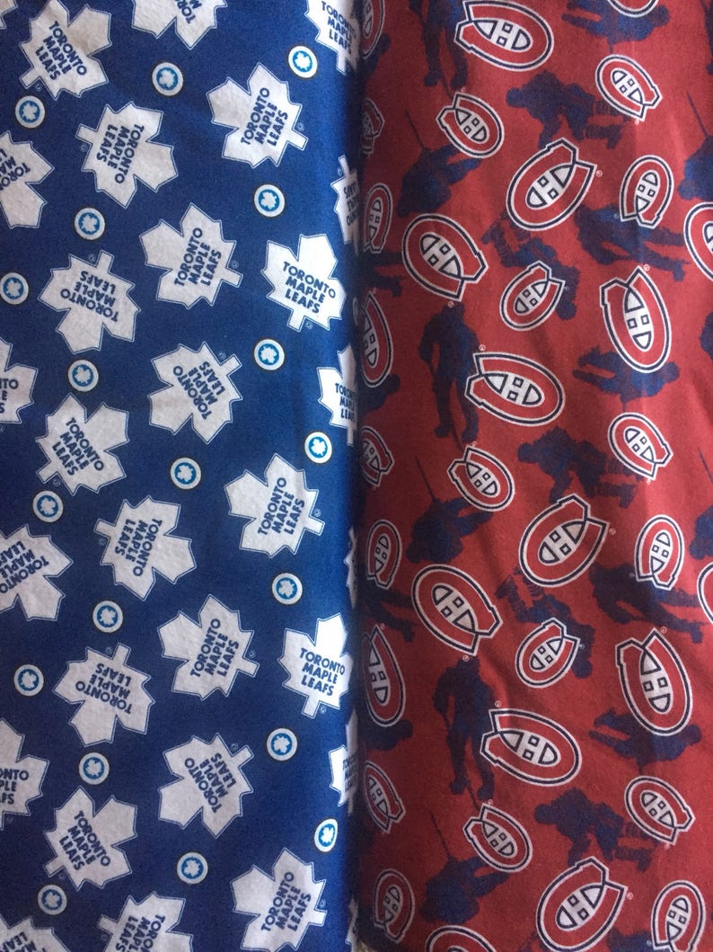 1/2 Yard NHL Fabric Flannel / Toronto Maple Leafs Fabric / Montreal Canadiens Fabric / Fabric By The Yard image 2