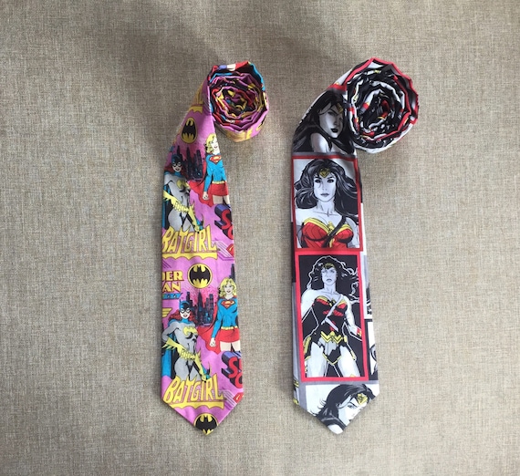 Super Girl and Wonder Woman Tie Men/'s Handmade BatGirl