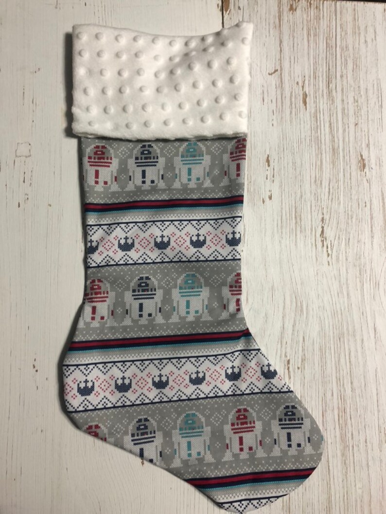 Christmas home decor Personalized Christmas Stocking Decorative Stocking embroidered stocking Star Wars Stocking R2D2 Stocking
