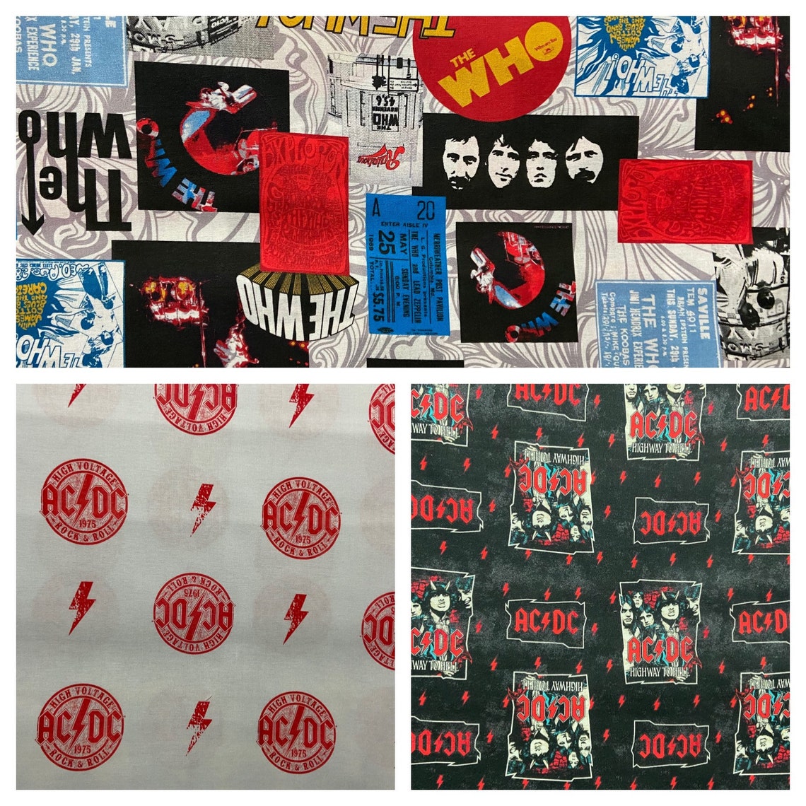 1/2 Yard The Who Band Fabric / ACDC Cotton Fabric / Fabric By Etsy