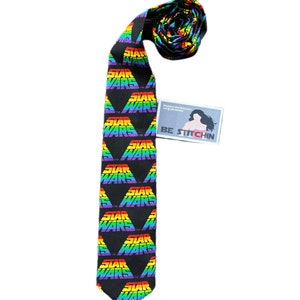 Tie / Star Wars Rainbow Tie, Men&#39;s Neck Tie, Boy&#39;s Neck Tie, Tie Up Tie or Clip on Tie