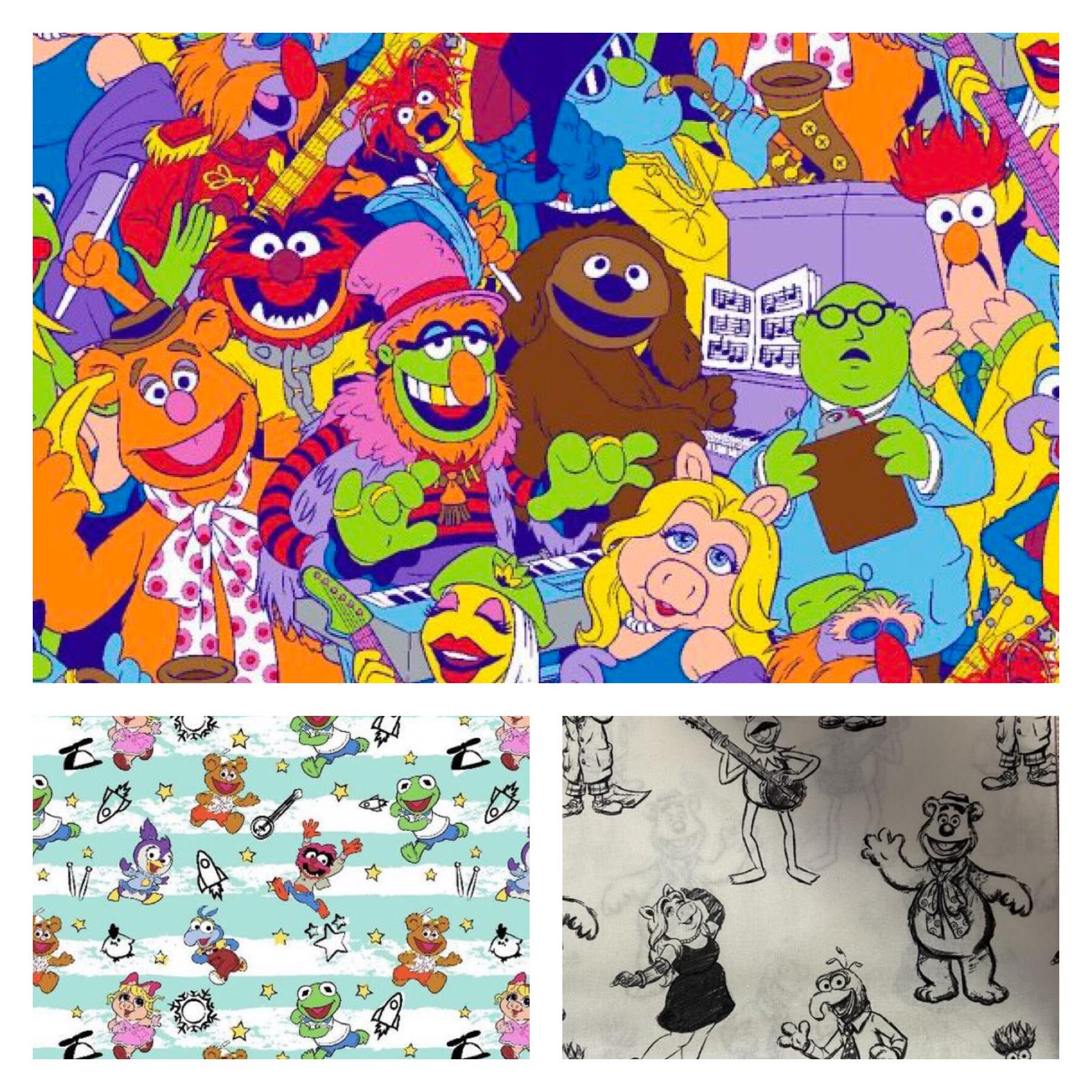 1/2 YARD Muppet Fabric/ Kermit the frog / Miss Piggy Fabric / Etsy