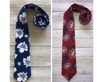 Tie / NHL Neck Tie / Toronto Maple Leafs Tie / Montreal Canadiens Neck Tie, Men's Tie, Boy's Tie, Clip on Tie or Tie Up Tie