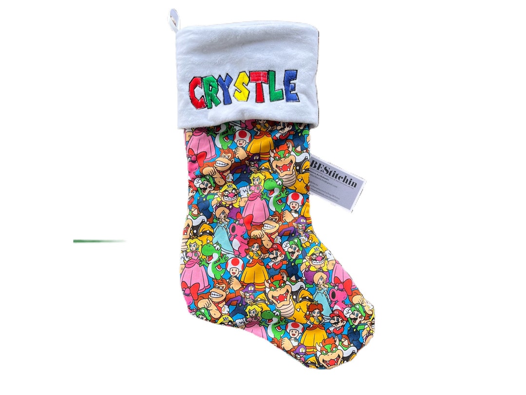 Personalized Christmas Stocking - Super Mario Stocking, Embroidered ...