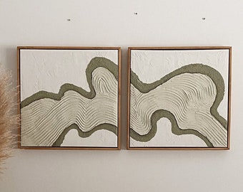 set of 2 abstract plaster wall art | 3d art | plaster art | plaster paint | plaster canvas art | wabi sabi | minimalist | MCM