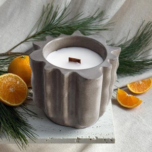 FORMA handcrafted concrete jar candle | scented candle | mandarin resin scent | concrete wabi sabi decor | concrete candle | gift for her
