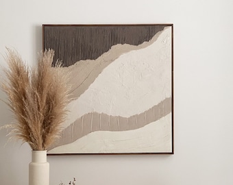 oversized abstracte gipsen wandkunst | 3D-muurkunst | gipskunst | pleisterverf | gips canvas kunst | weet ik veel minimalistisch | midden eeuw
