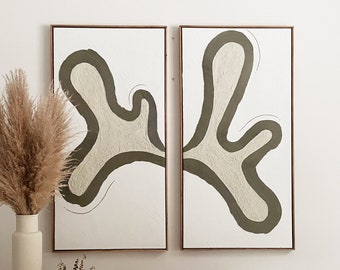 conjunto de 2 lienzos abstractos de yeso enmarcados | lienzo de yeso texturizado | yeso | arte texturizado | pizarra texturizada | decoración de pared