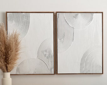 juego de 2 cuadros abstractos de yeso enmarcados | arte 3d | arte en yeso | pintura de yeso | arte en relieve | arte de la lona de yeso | wabi sabi | minimalista