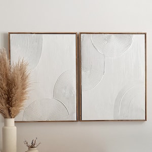 set of 2 abstract framed plaster wall art | 3d art | plaster art | plaster paint | relief art | plaster canvas art | wabi sabi | minimalist