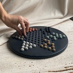 LUDUS - juego de mesa de hormigón | damas chinas de hormigón hechas a mano | decoración de mesa de centro | decoración de hormigón | decoración de cemento