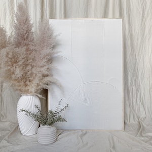 framed abstract plaster wall art | fluted | 3d wall art | plaster art | plaster paint | plaster canvas art | arch decor | midcentury modern