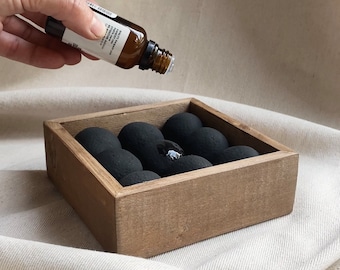 ARÖMA - concrete essential oils diffuser | handmade wood box | concrete table decor | concrete diffuser | concrete beads oils diffuser