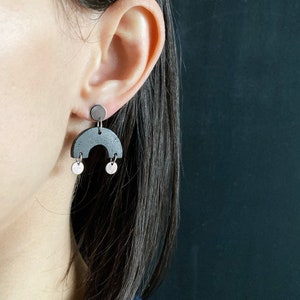 long concrete earrings drop concrete earrings dangle concrete earrings stainless steel earrings concrete jewelry arch earrings Silver