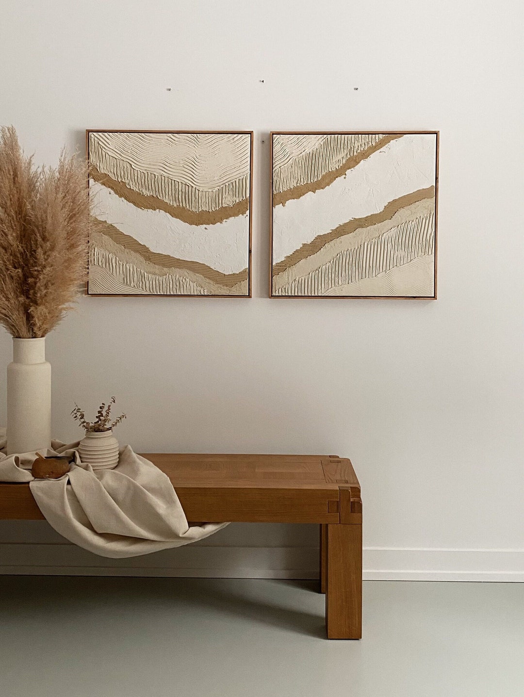 Set of 2 Abstract Plaster Wall Art 3d Art Plaster Art Plaster Paint