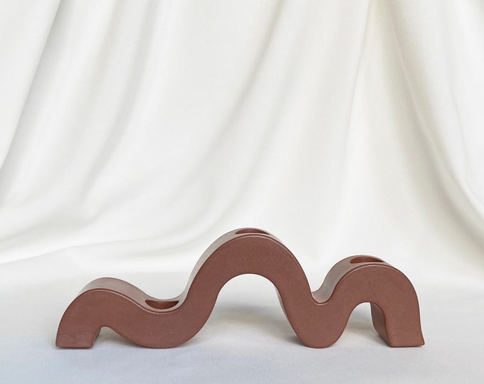 Concrete candle holder Unda | decorative concrete object | concrete wave | concrete candlestick holder | concrete decor | mid-century |props