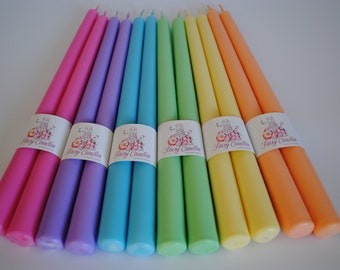 Pair of Handcrafted Tall Taper Candles in Pastel Colors