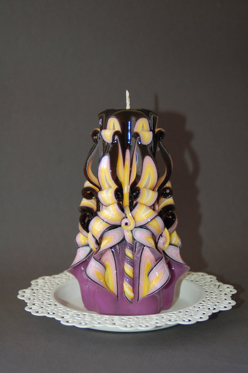 Carved Candles Romantic Art Candle Home Decor Black Pink Hand Etsy