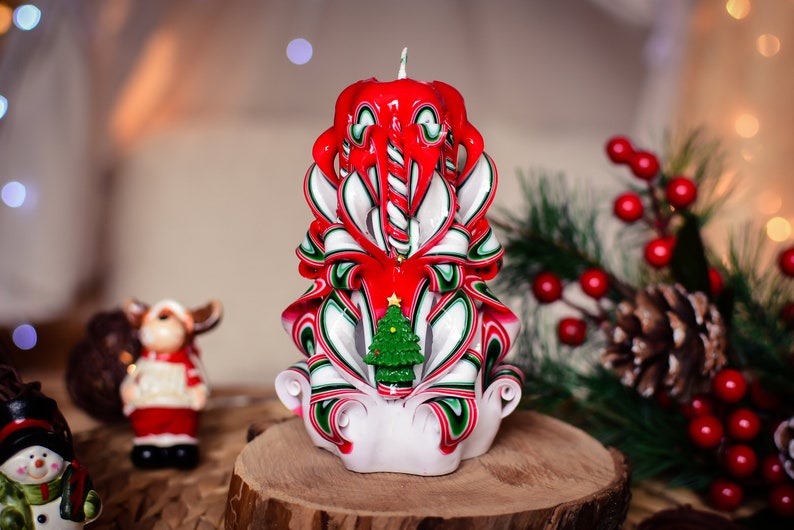 Christmas gift Carved candle with angel Christmas tree candle Etsy