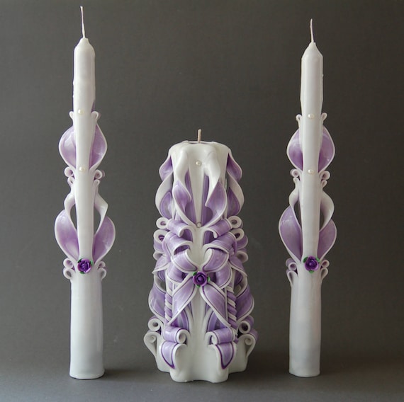 Candele intagliate matrimonio centrotavola romantiche candele set