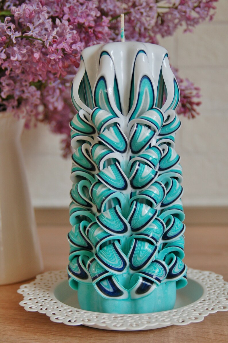 Carved Candle Large Hand Carved Candle Home Decor White