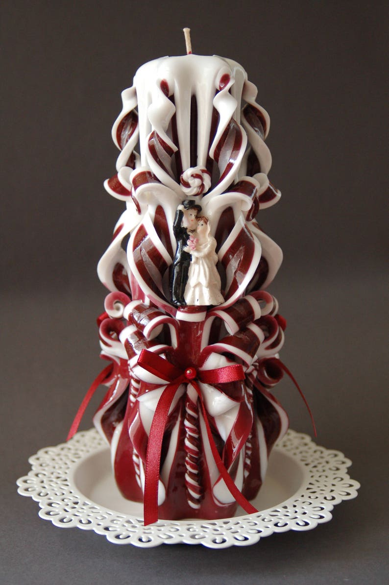 Carved Candle Burgundy Candles for Wedding Wedding Decoration Etsy UK