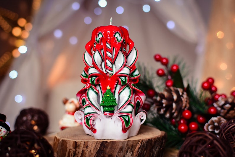 Christmas gift Carved candle with angel Christmas tree candle Etsy