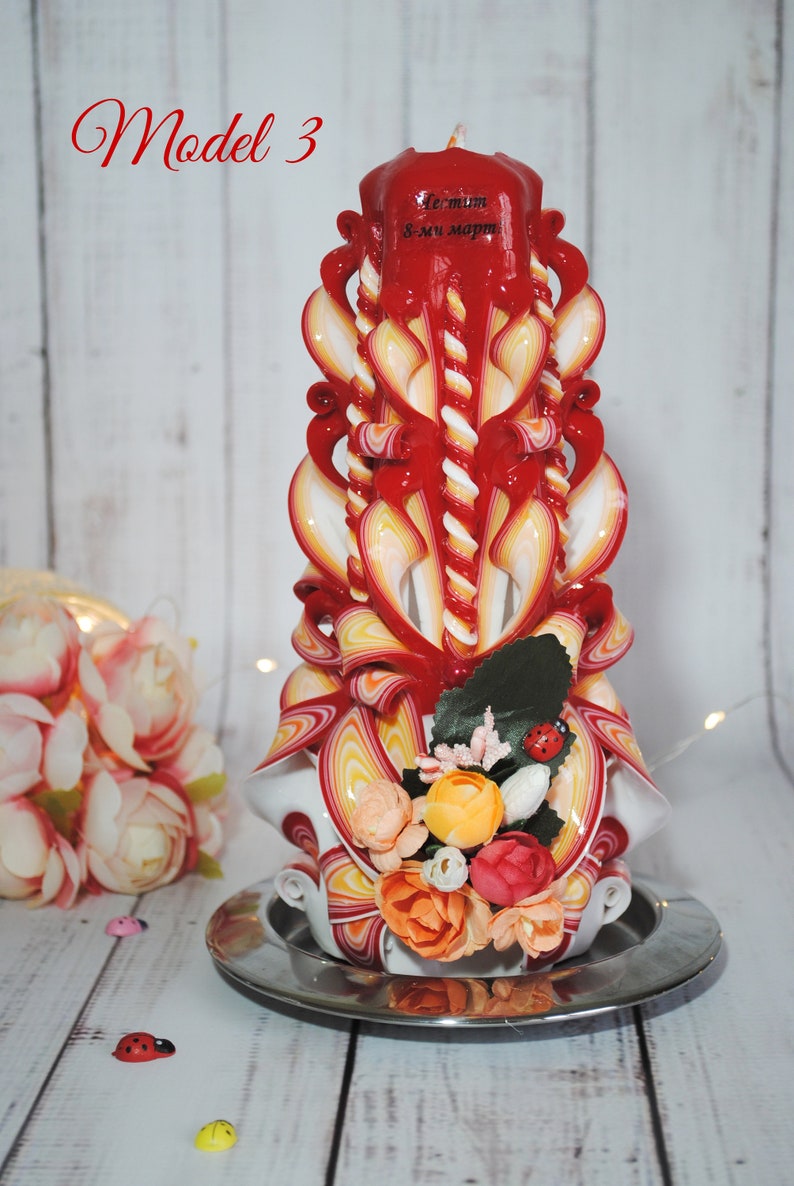 Carved Candles Personalized Candle Spring Decor Purple Candle Etsy