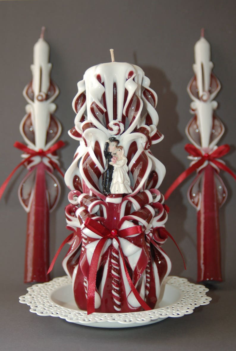 Carved Candle Burgundy Candles for Wedding Wedding Decoration Etsy UK