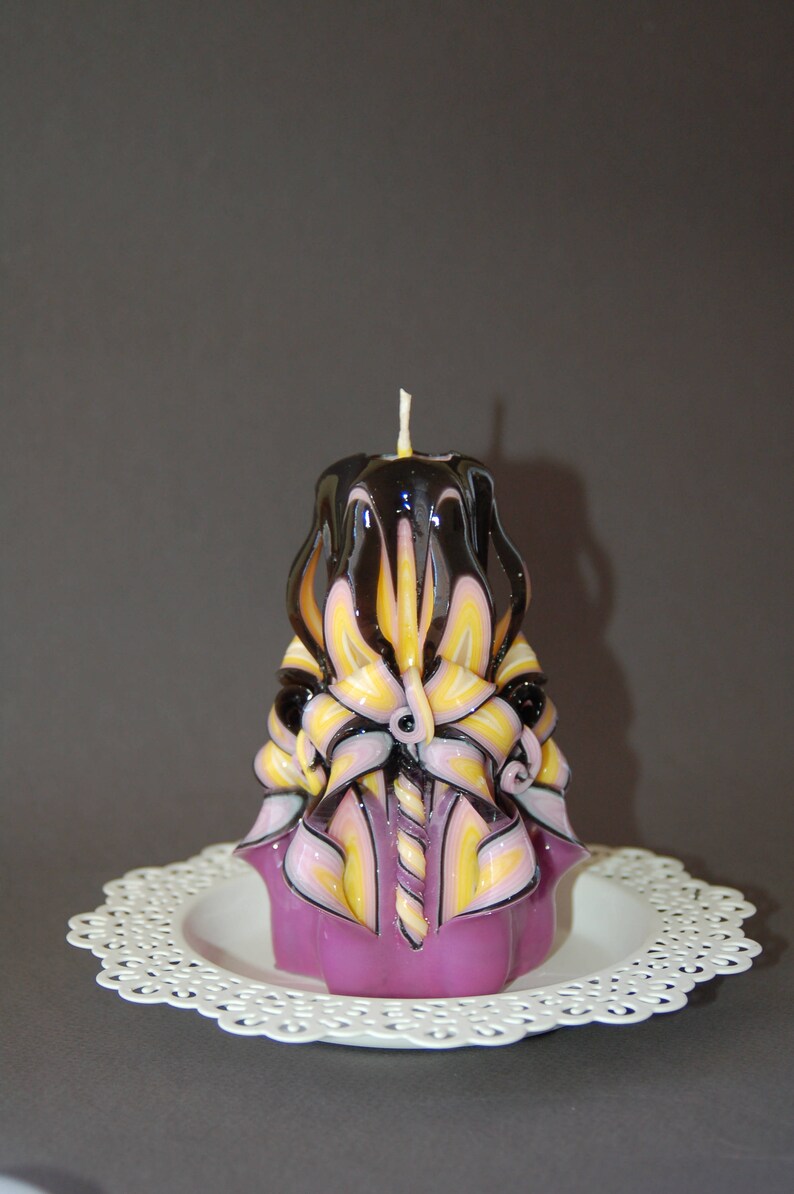 Carved Candles Romantic Art Candle Home Decor Black Pink Hand Etsy