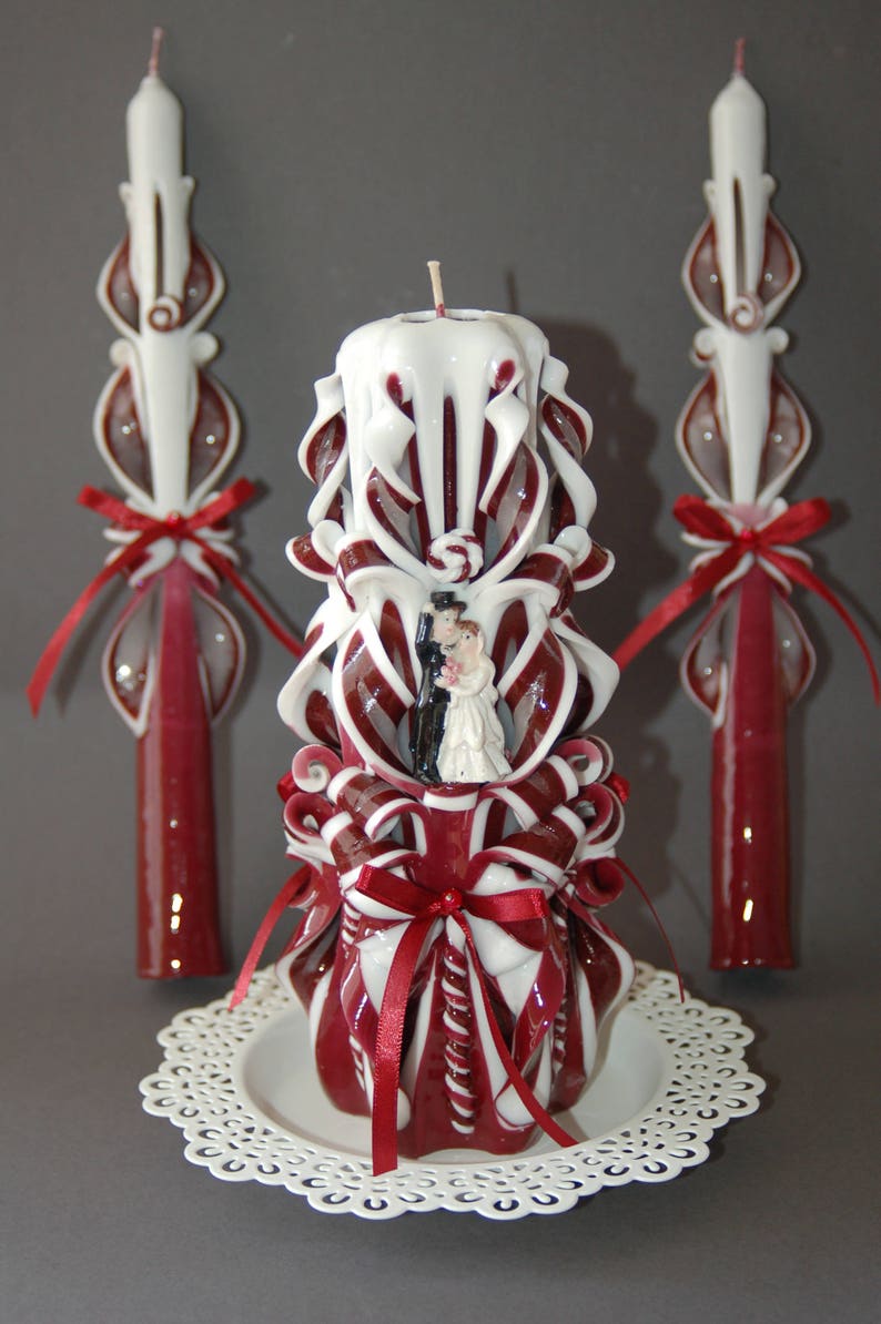 Carved Candle Burgundy Candles for Wedding Wedding Decoration Etsy UK