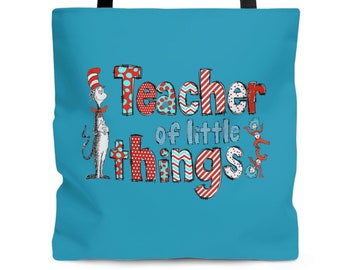 Teacher of Little Things Tote, Perfect Gift for Dr. Seuss-Loving Educators to Show Your Appreciation, Teacher Tote, New Teacher Gift-Teal