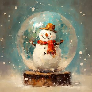 Winter Whimsy: Digital Snowman Snow Globe Art JPEG Snow Globe #2